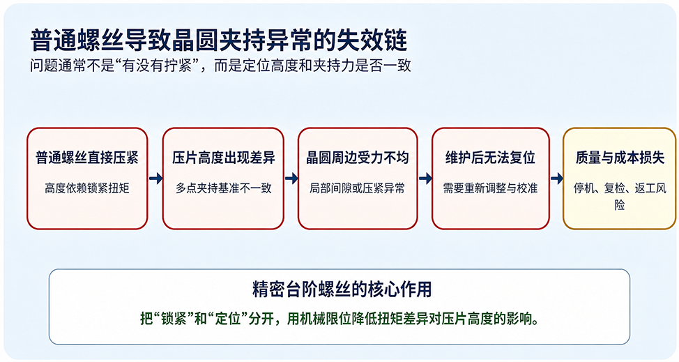 普通螺丝导致离子注入机晶圆夹持异常失效链图