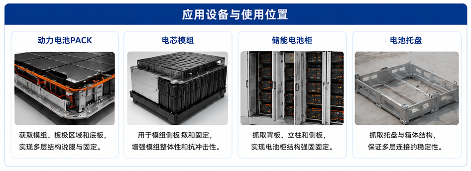 储能设备底部托盘与立柱贯穿连接位置