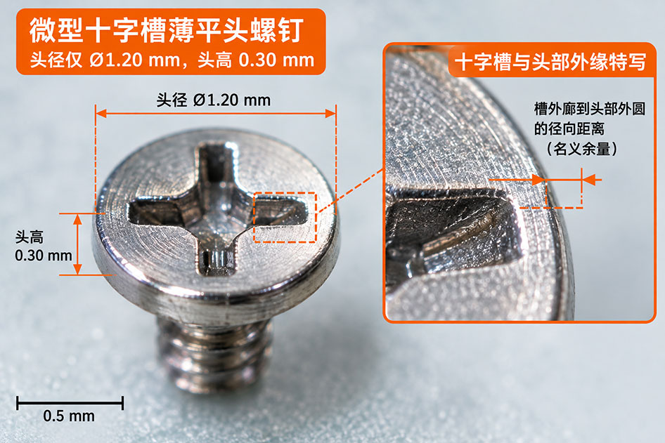 微型薄平头十字槽螺丝特写 微型薄平头十字槽螺丝特写